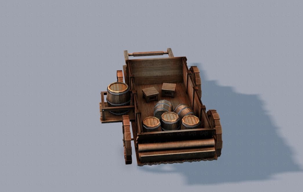 Medieval CartV01 Low-poly 3D model_6