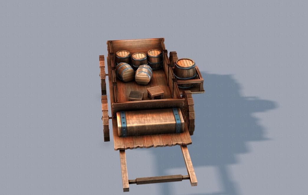 Medieval CartV01 Low-poly 3D model_10