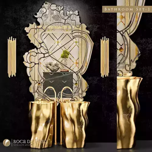 BATHROOM SET 1 art deco sinks and faucets