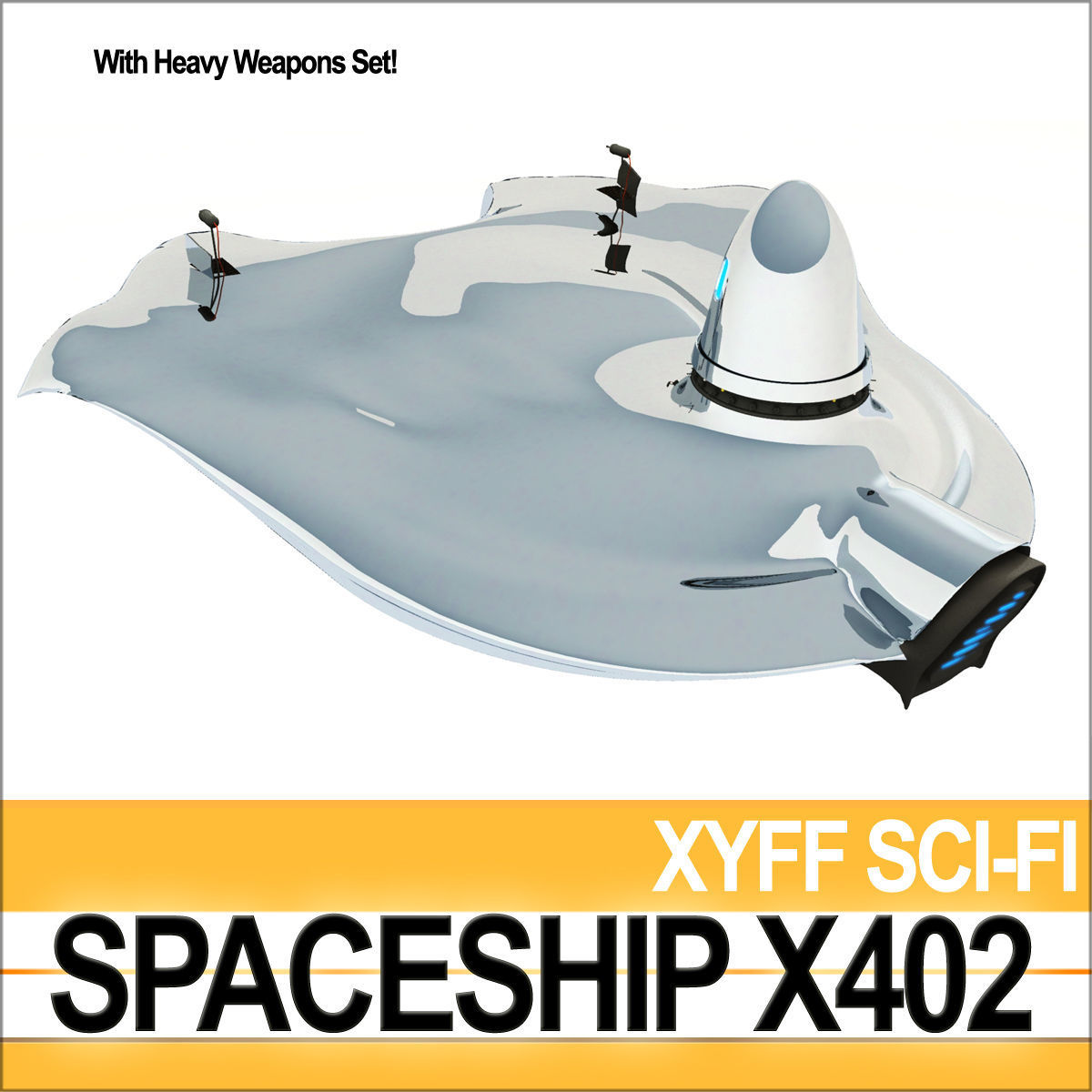 Spaceship X402 Fighter 3D model_9