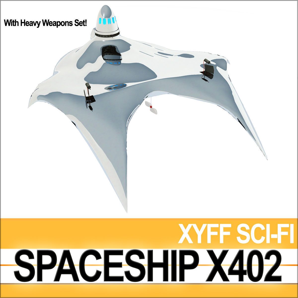 Spaceship X402 Fighter 3D model_4