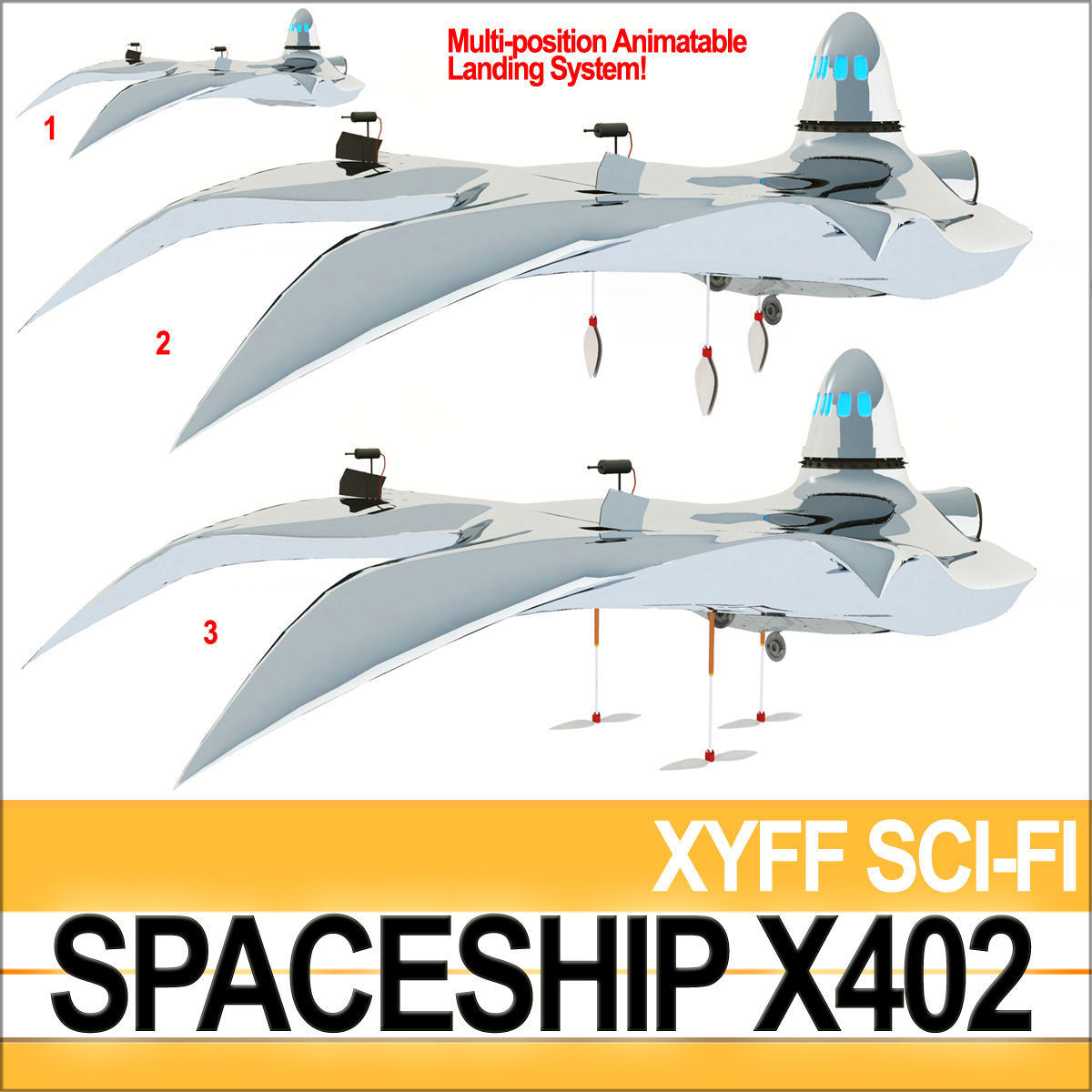 Spaceship X402 Fighter 3D model_8