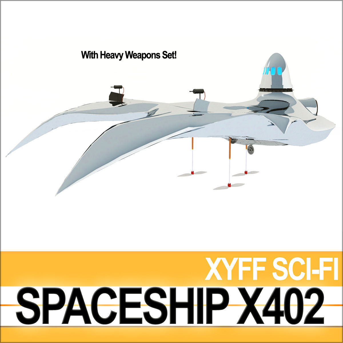 Spaceship X402 Fighter 3D model_5