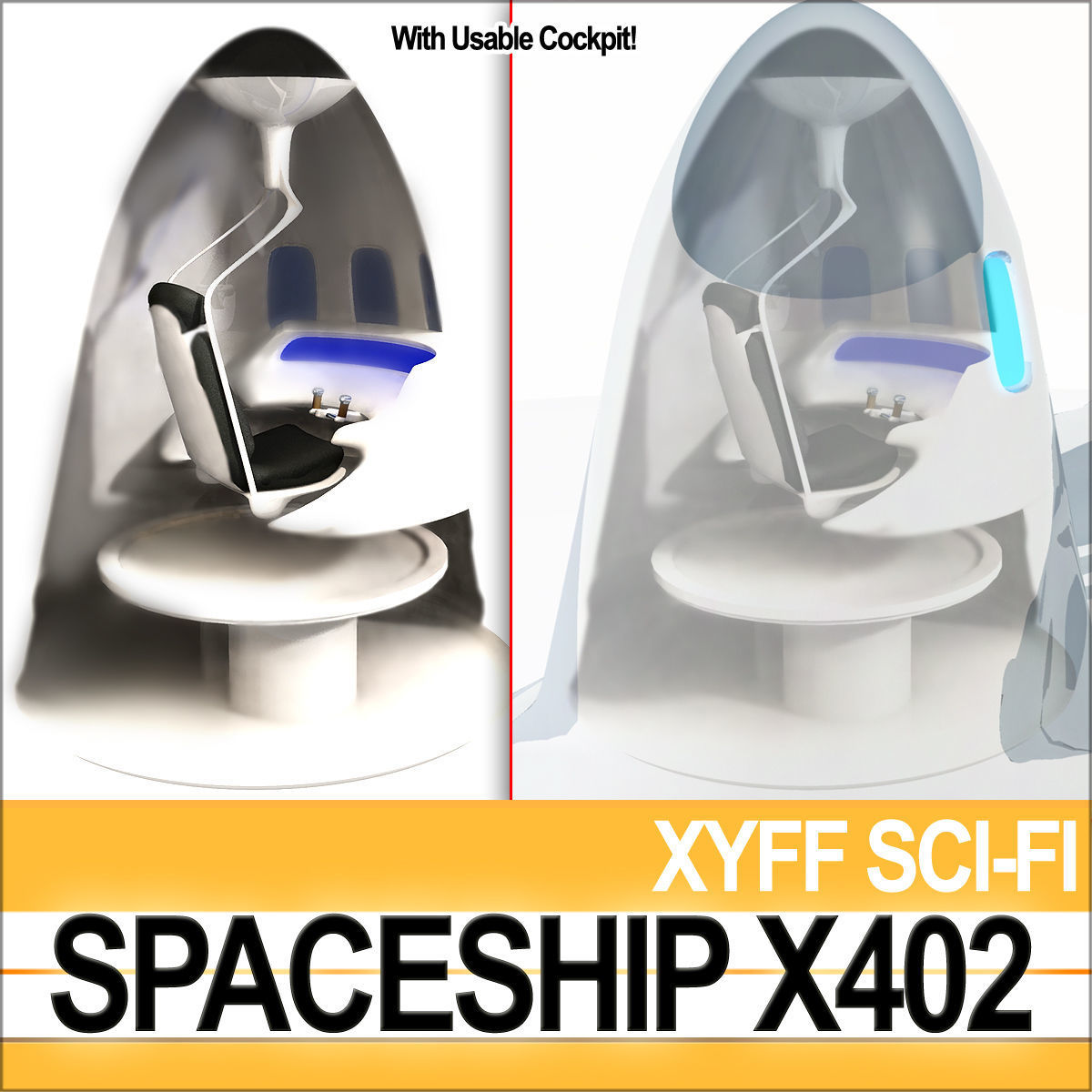 Spaceship X402 Fighter 3D model_14