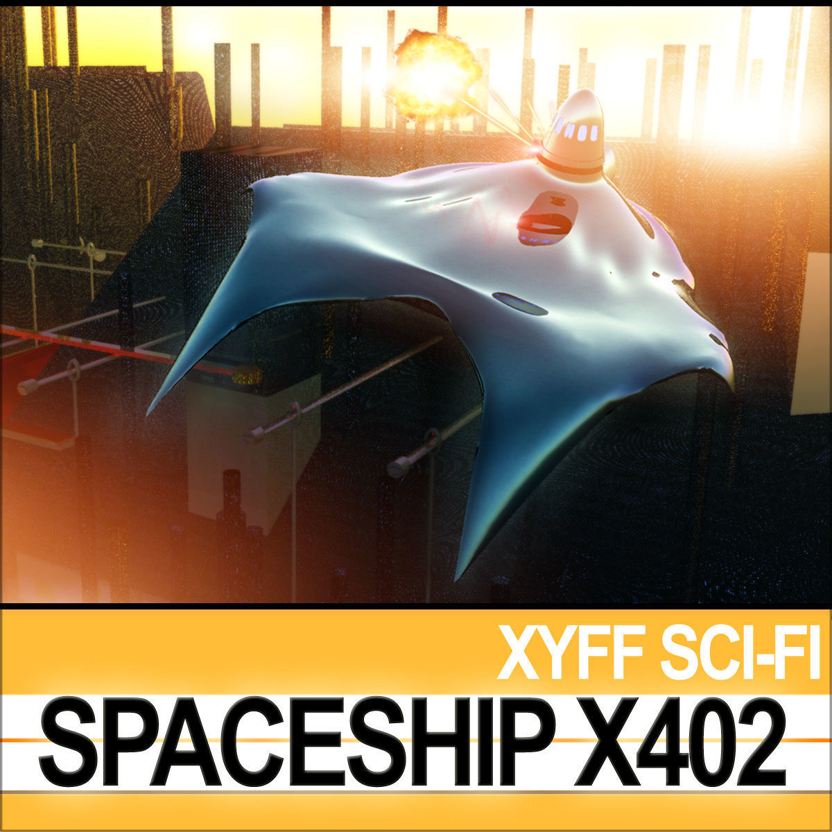 Spaceship X402 Fighter 3D model_2