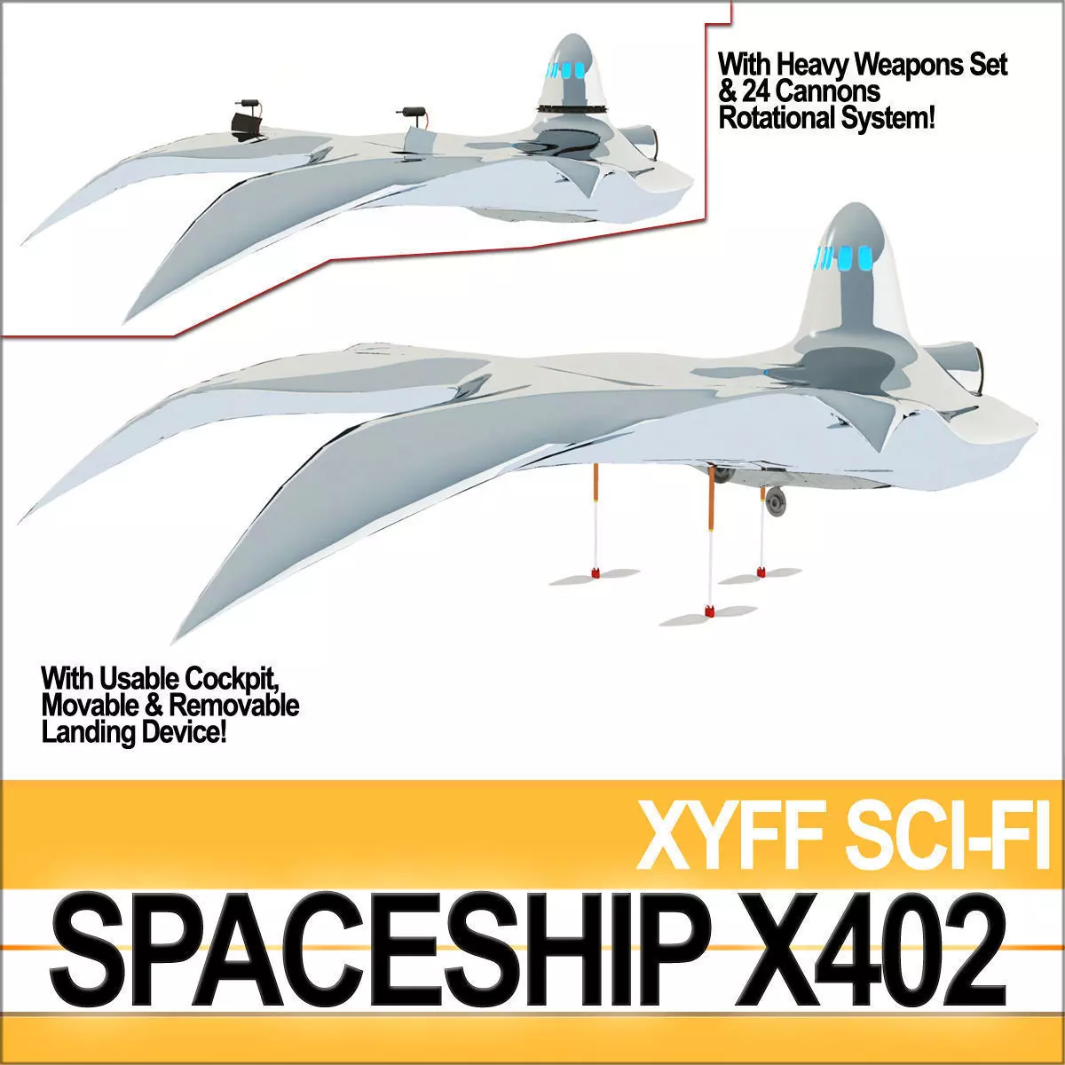 Spaceship X402 Fighter 3D model_0