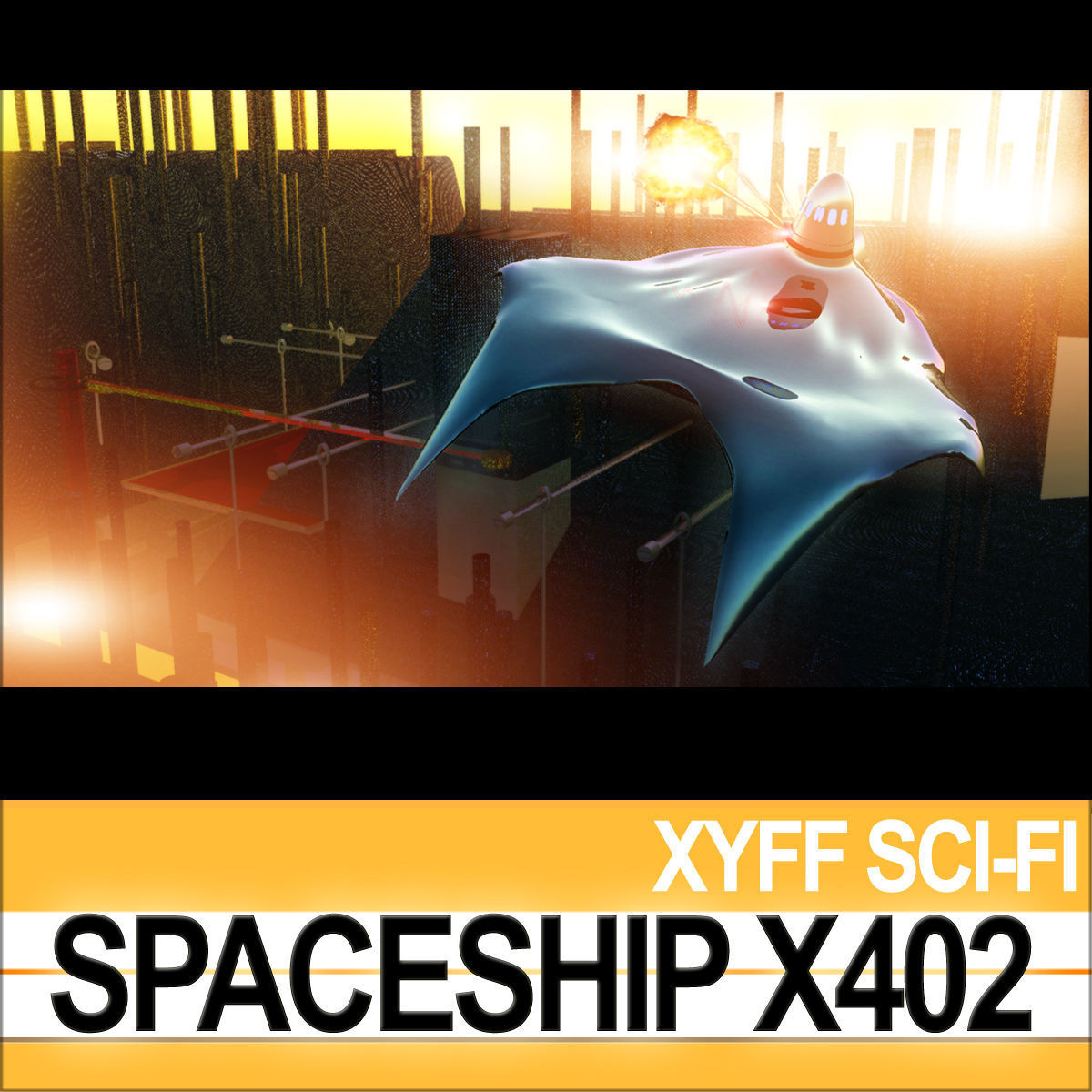 Spaceship X402 Fighter 3D model_1