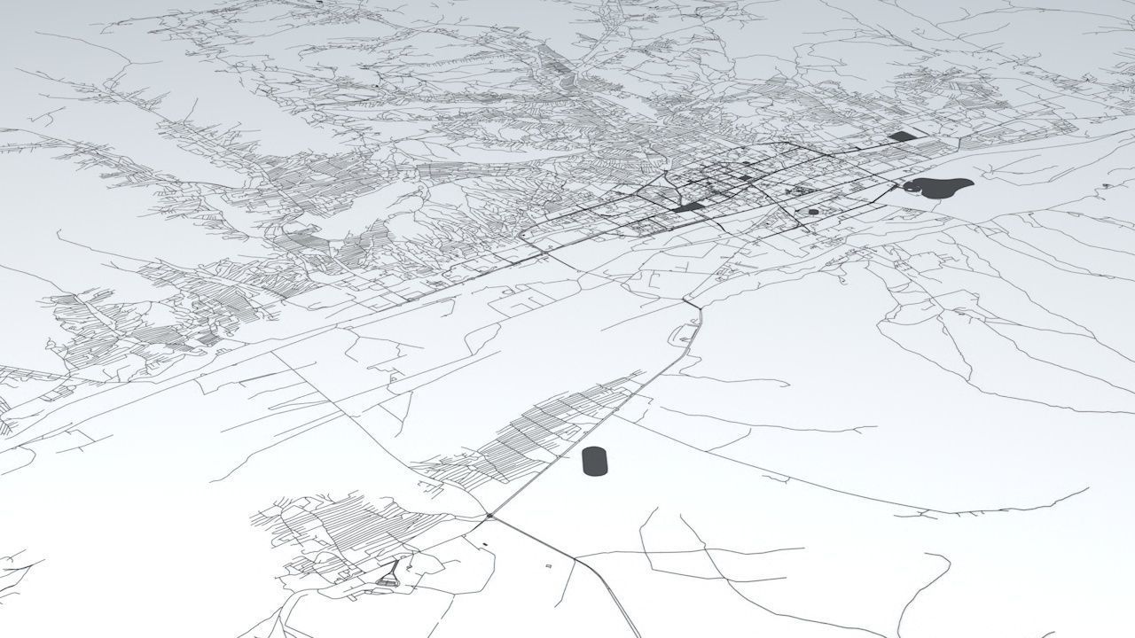 Ulaanbaatar Road Network and Streets 3D model_1