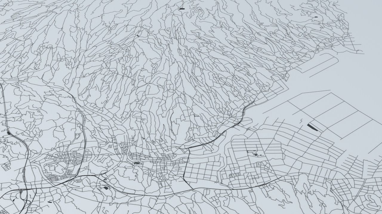 Nagasaki Road Network and Streets 3D model_4