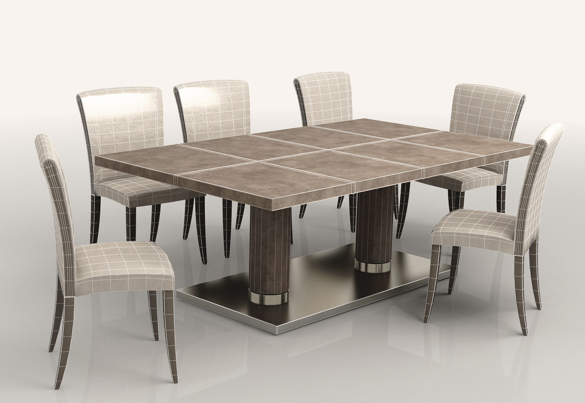 Dining room low poly  Low-poly 3D model_1