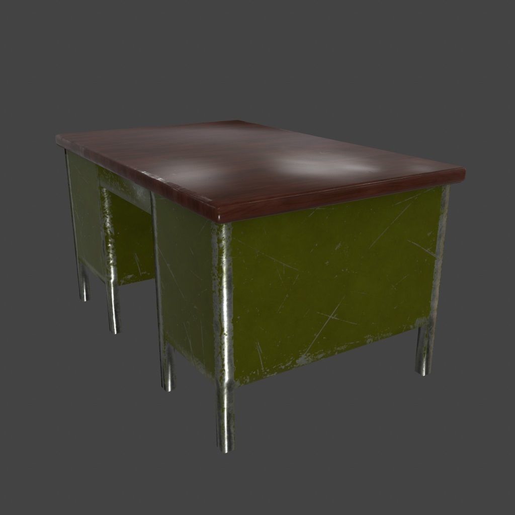 desk 4 with metal legs Low-poly 3D model_3