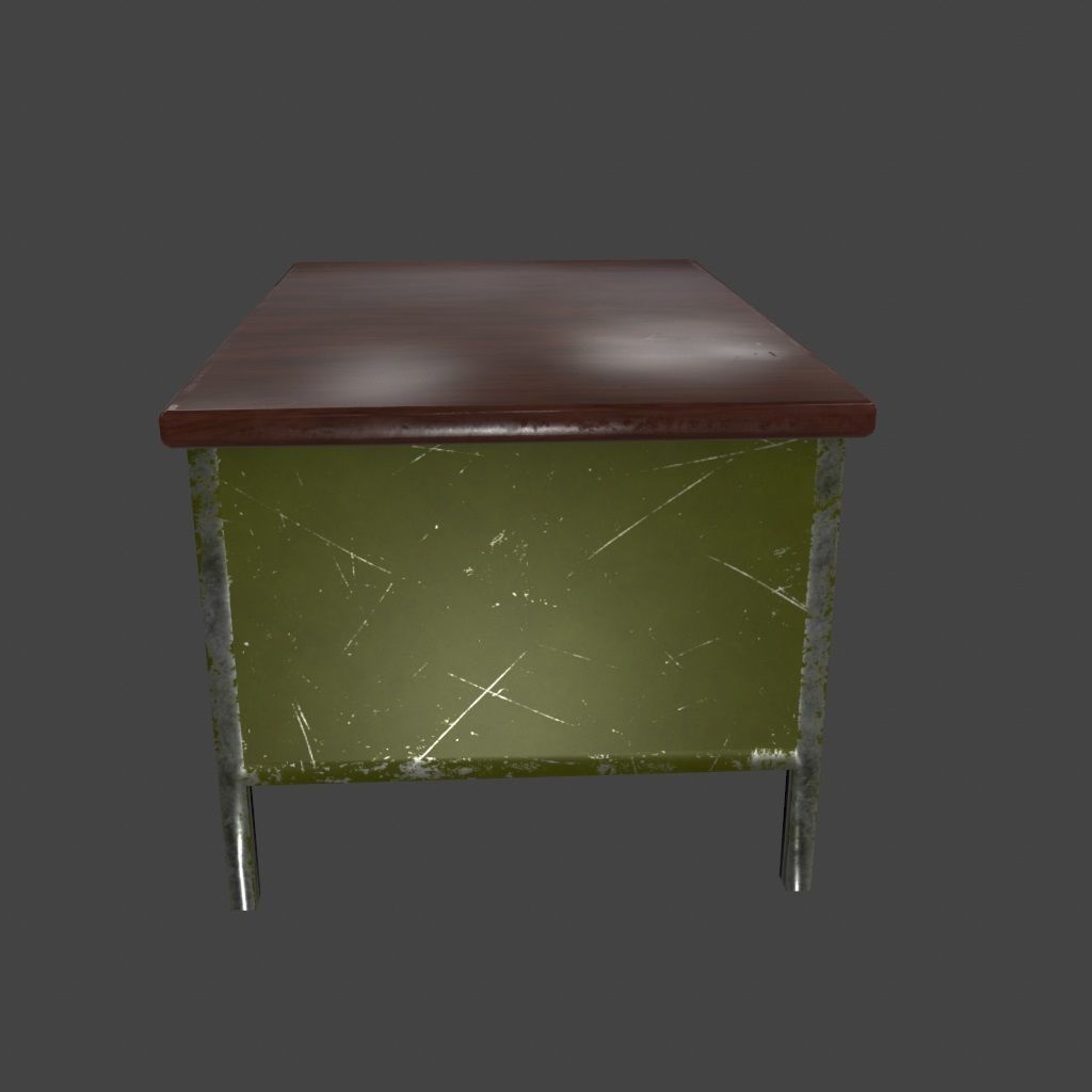 desk 4 with metal legs Low-poly 3D model_2