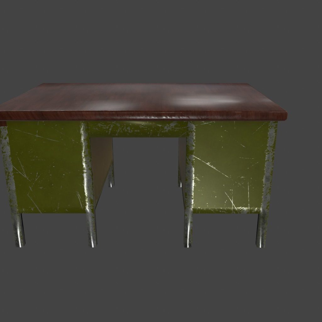 desk 4 with metal legs Low-poly 3D model_7