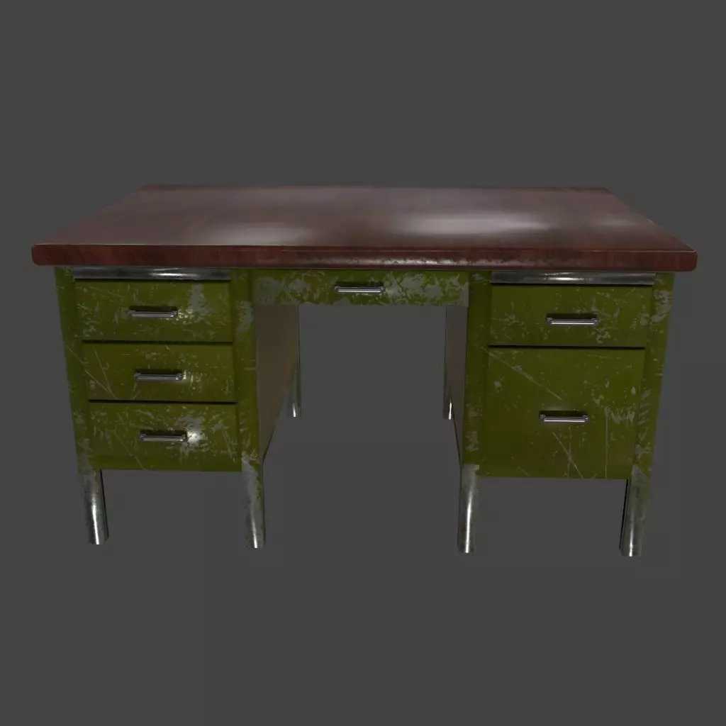 desk 4 with metal legs Low-poly 3D model_0