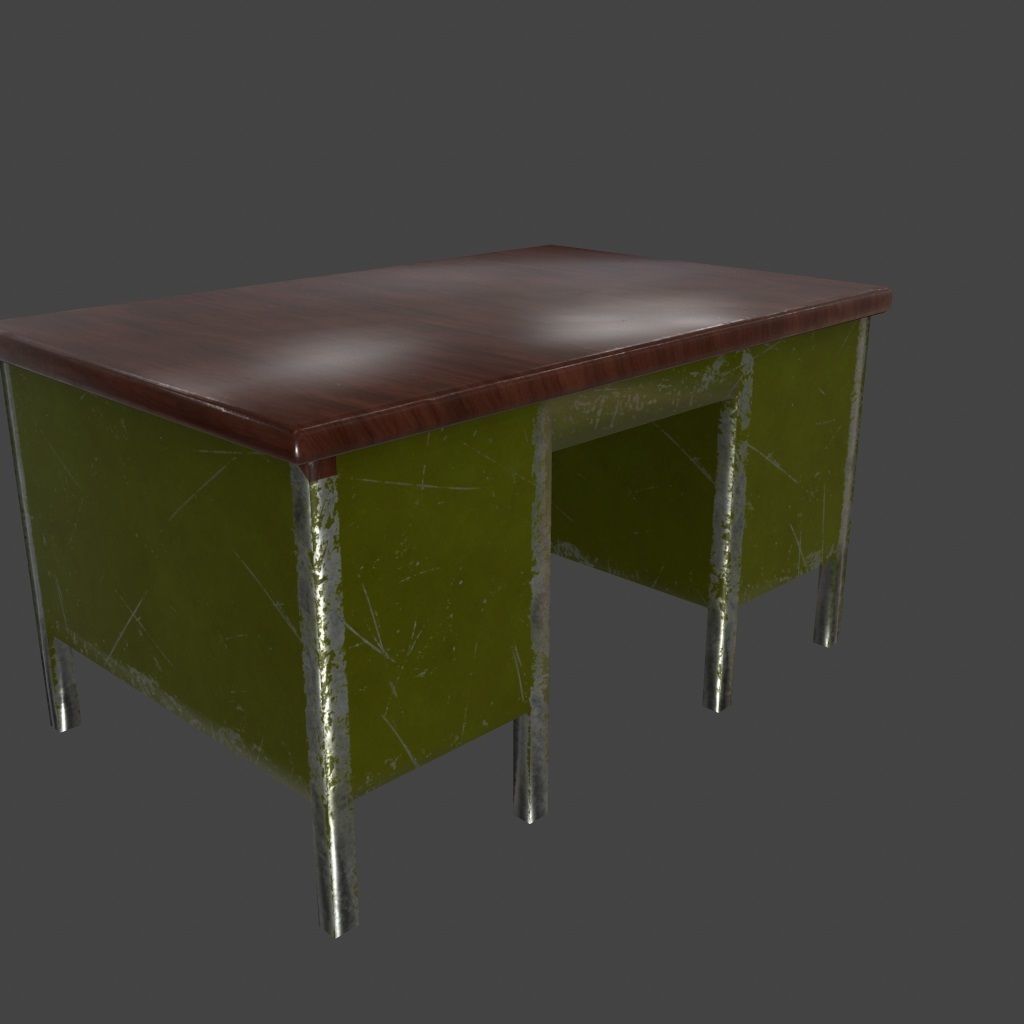 desk 4 with metal legs Low-poly 3D model_4
