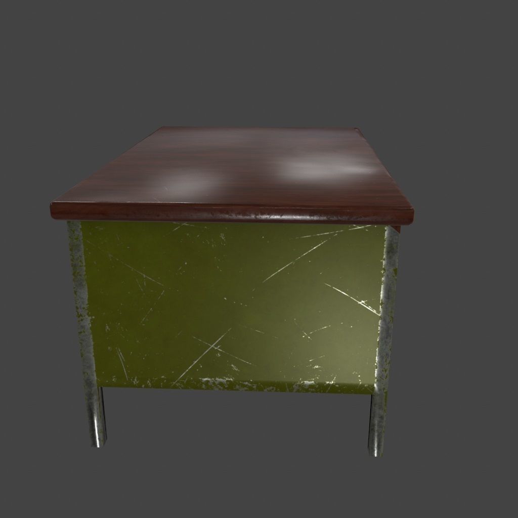desk 4 with metal legs Low-poly 3D model_8