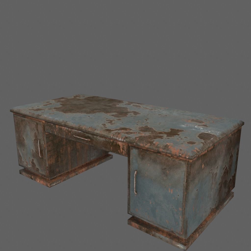 desk 8 rusty metal box Low-poly 3D model_8