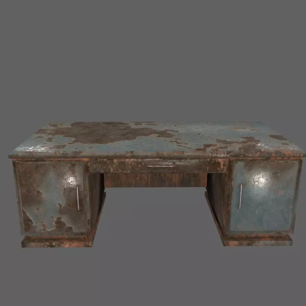 desk 8 rusty metal box Low-poly 3D model_0