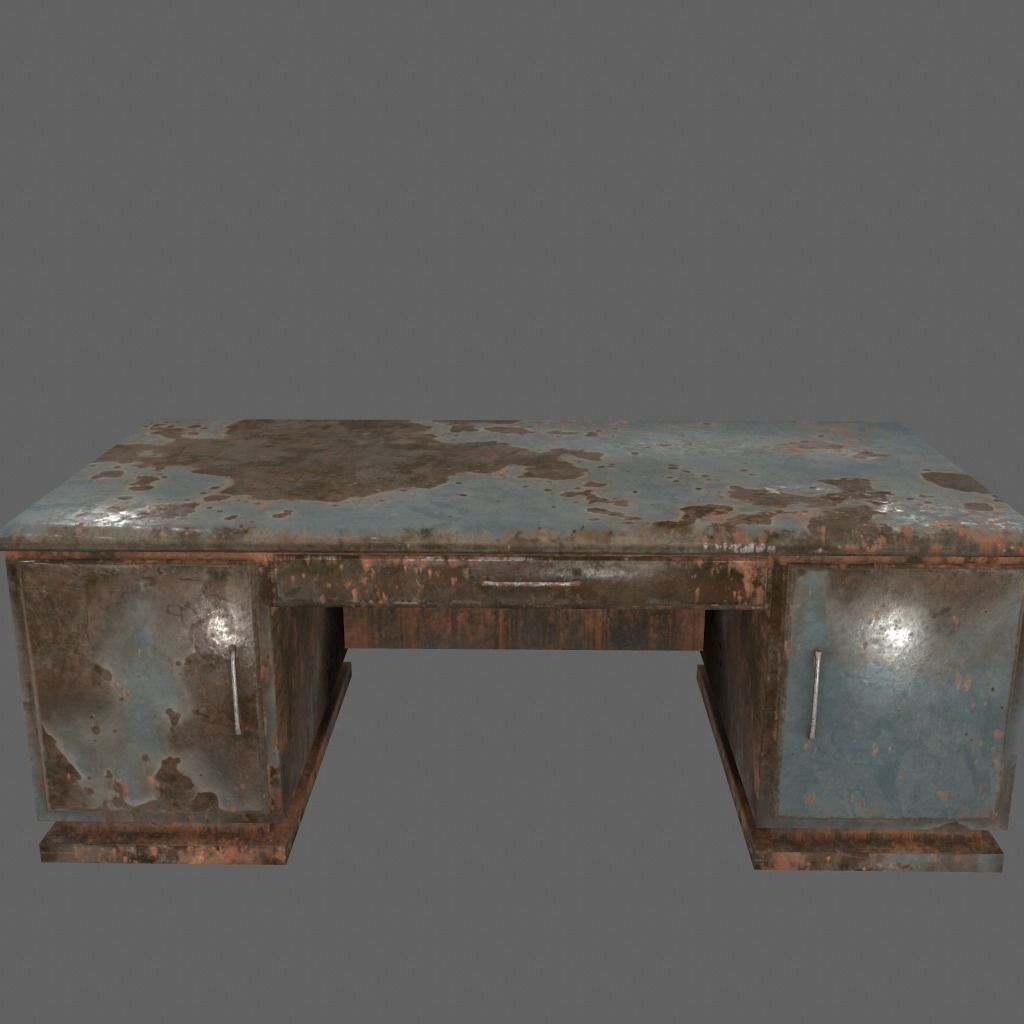 desk 8 rusty metal box Low-poly 3D model_7
