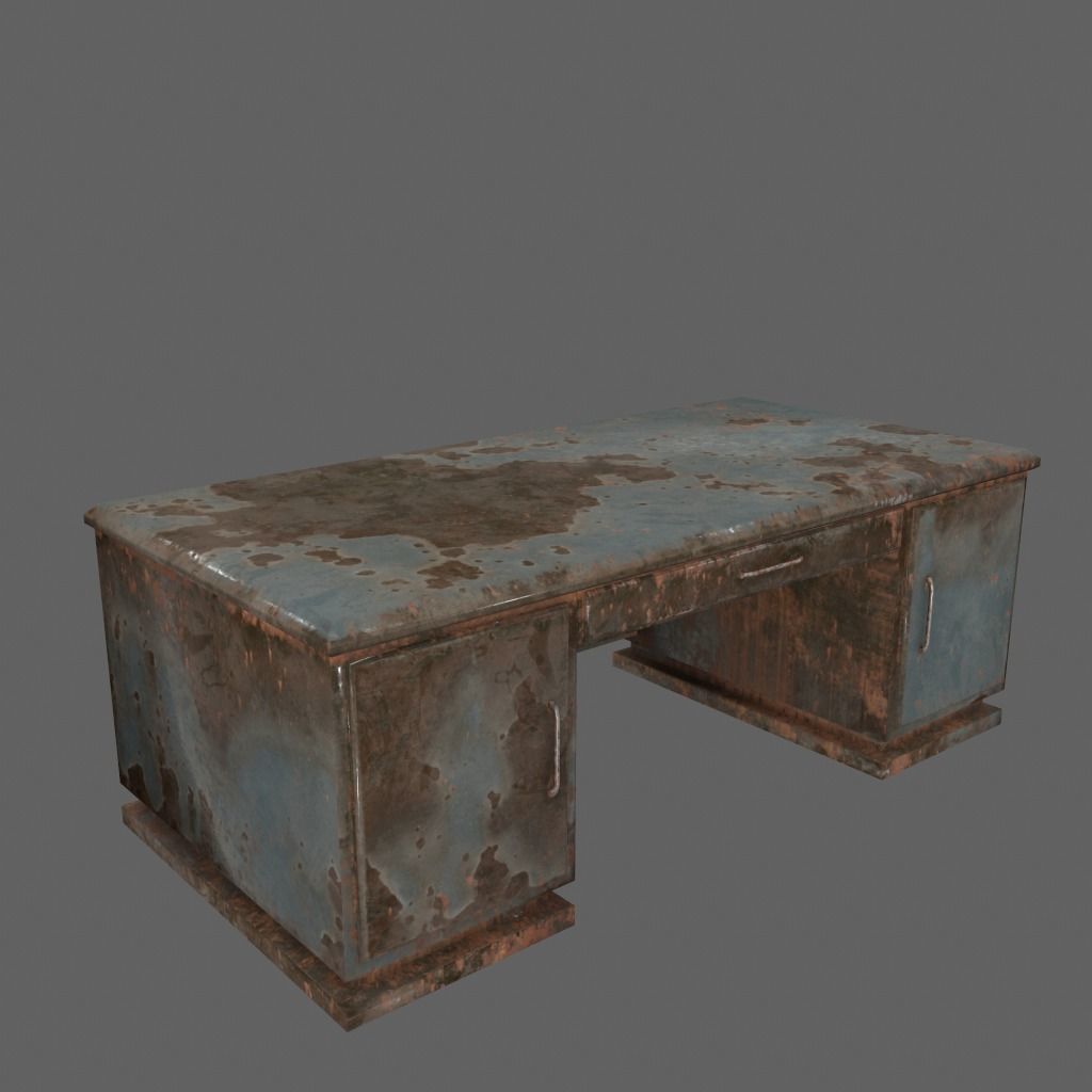 desk 8 rusty metal box Low-poly 3D model_1
