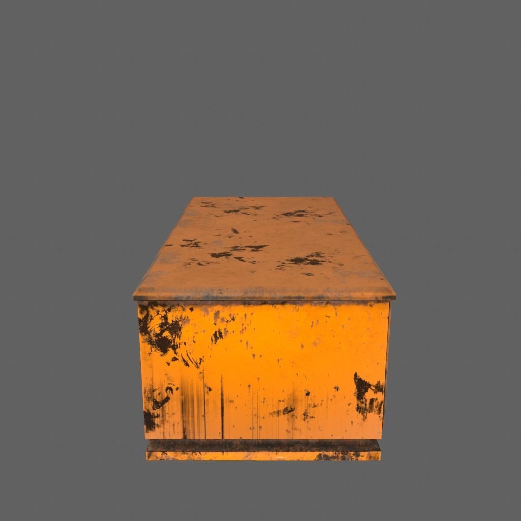 desk 8 orange with rusty drawers Low-poly 3D model_2