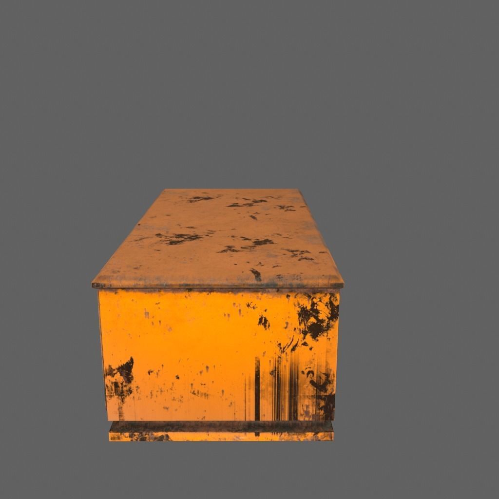 desk 8 orange with rusty drawers Low-poly 3D model_6