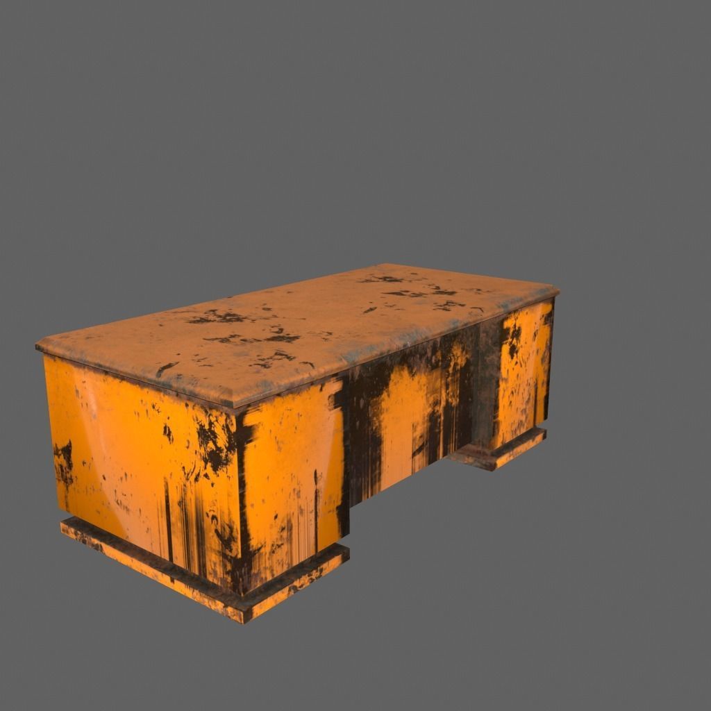 desk 8 orange with rusty drawers Low-poly 3D model_3