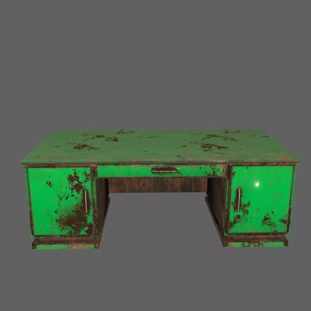 desk 9 old with rust Low-poly 3D model