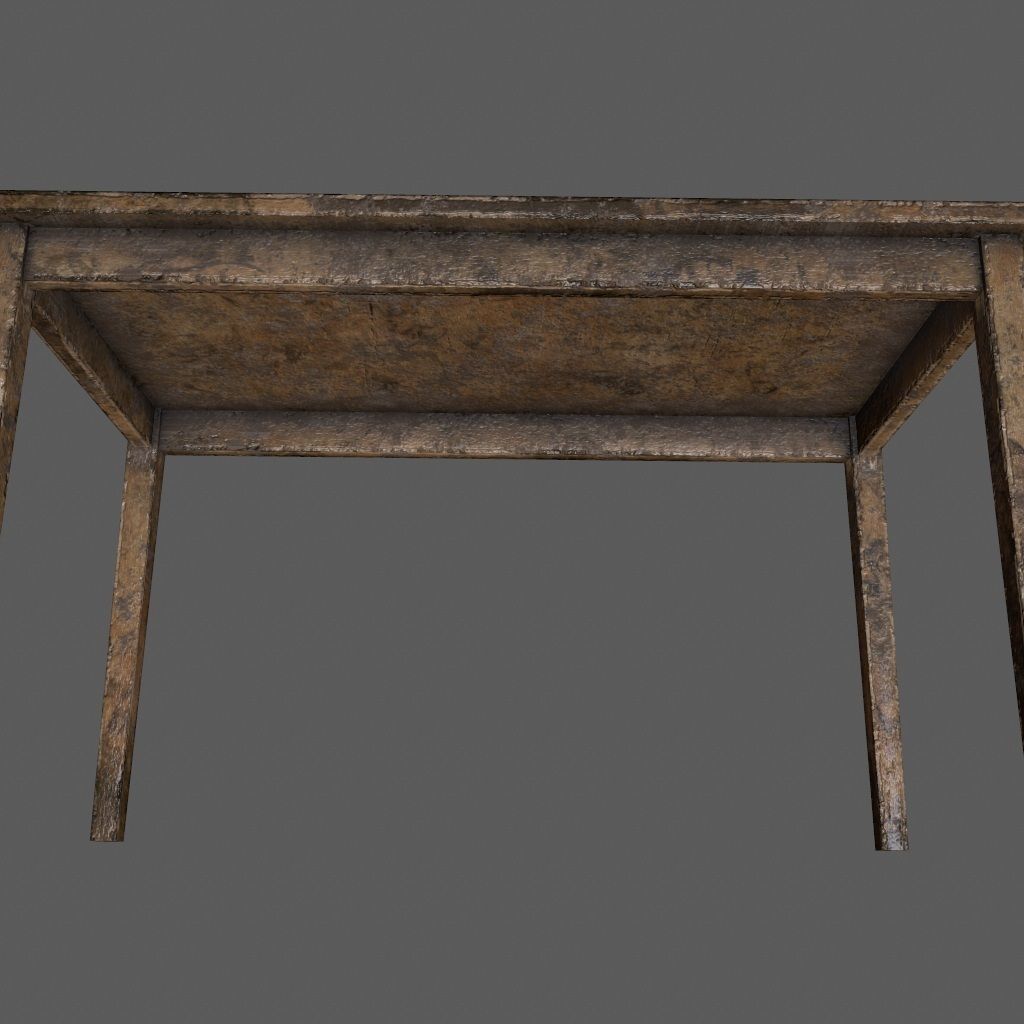 table 3 with metal legs Low-poly 3D model_9