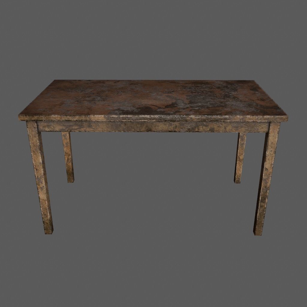 table 3 with metal legs Low-poly 3D model_1