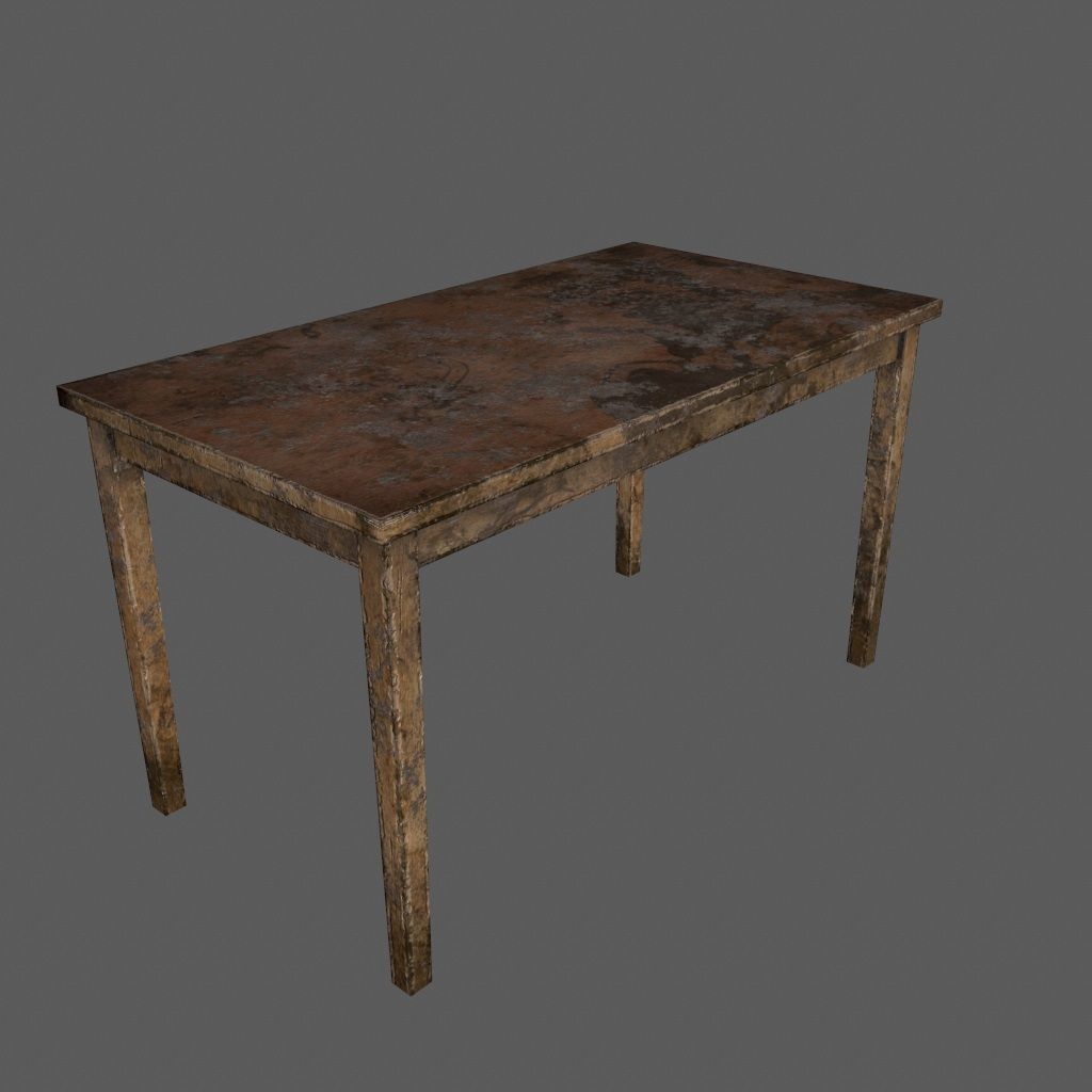 table 3 with metal legs Low-poly 3D model_8