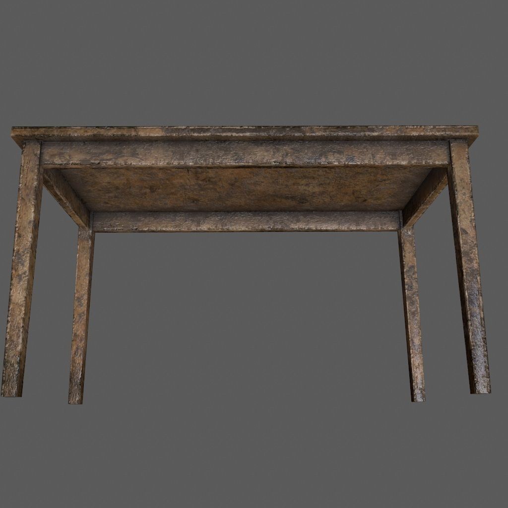 table 3 with metal legs Low-poly 3D model_10