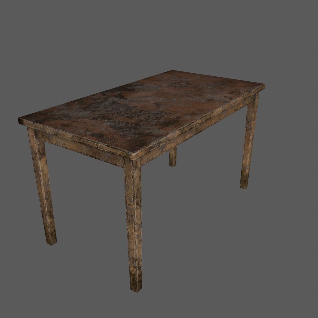 table 3 with metal legs Low-poly 3D model_5