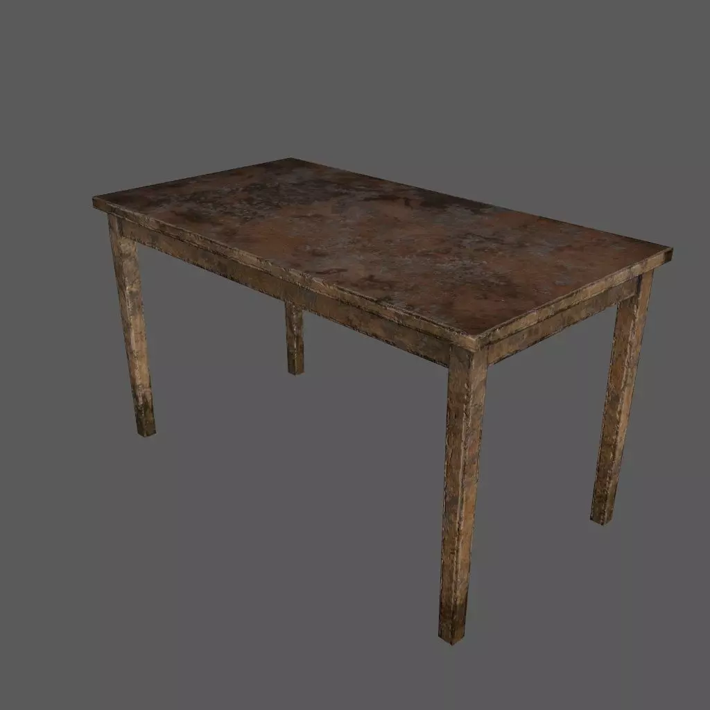 table 3 with metal legs Low-poly 3D model_0