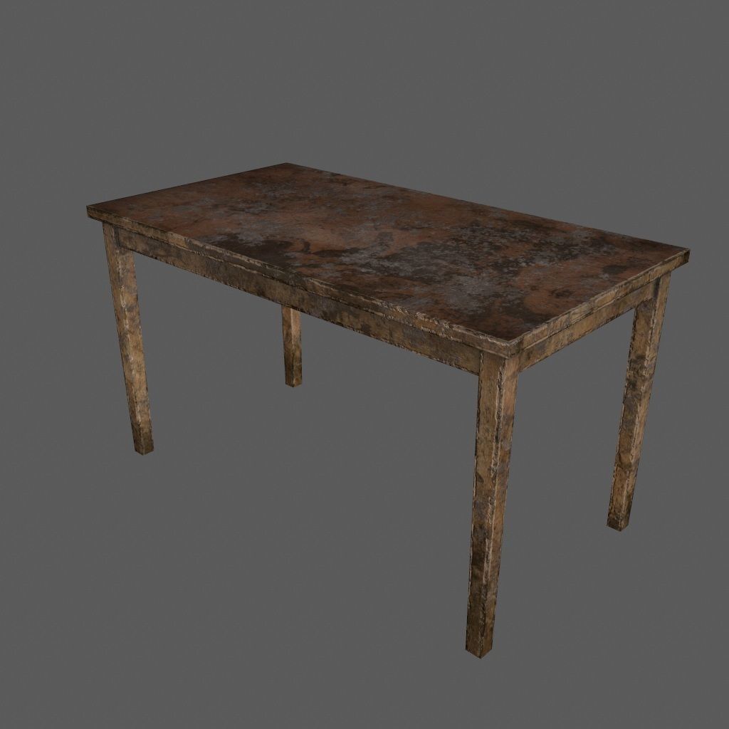 table 3 with metal legs Low-poly 3D model_4