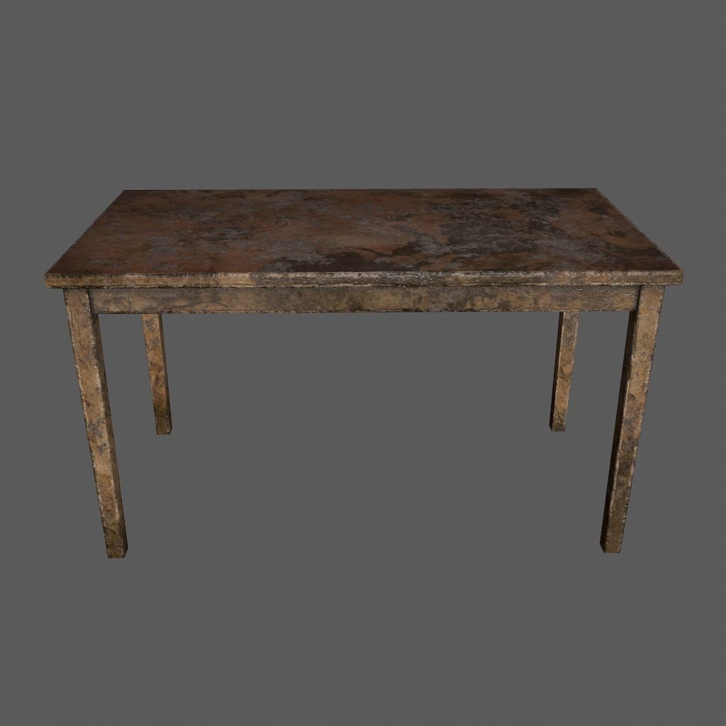 table 3 with metal legs Low-poly 3D model_7