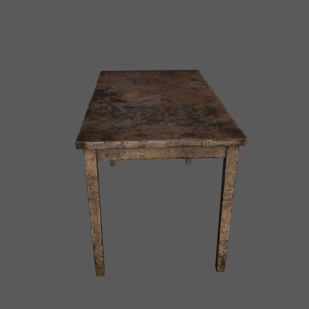 table 3 with metal legs Low-poly 3D model_6