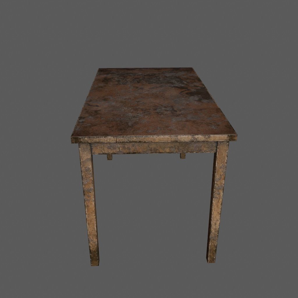 table 3 with metal legs Low-poly 3D model_3