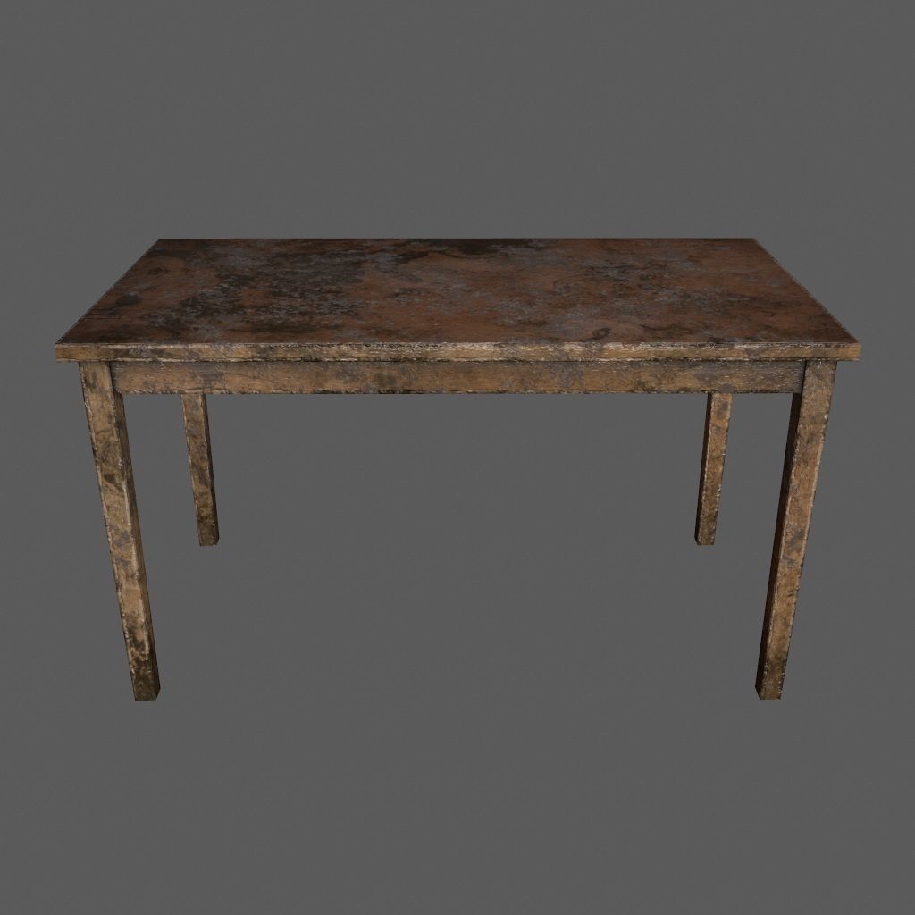 table 3 with metal legs Low-poly 3D model_2