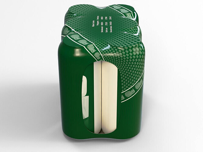Model of 6x 500ml cans in a plastic shrinkwrap 3D model 5