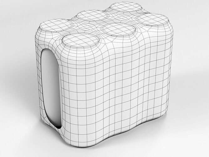 Model of 6x 500ml cans in a plastic shrinkwrap 3D model 2
