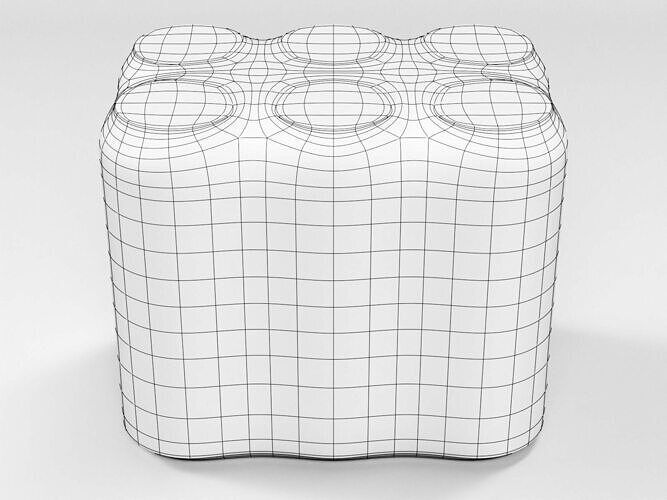 Model of 6x 500ml cans in a plastic shrinkwrap 3D model 4