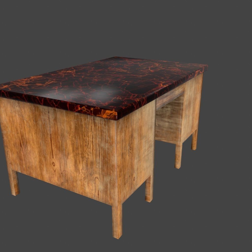 desk 9 with drawers and marble top Low-poly 3D model_8