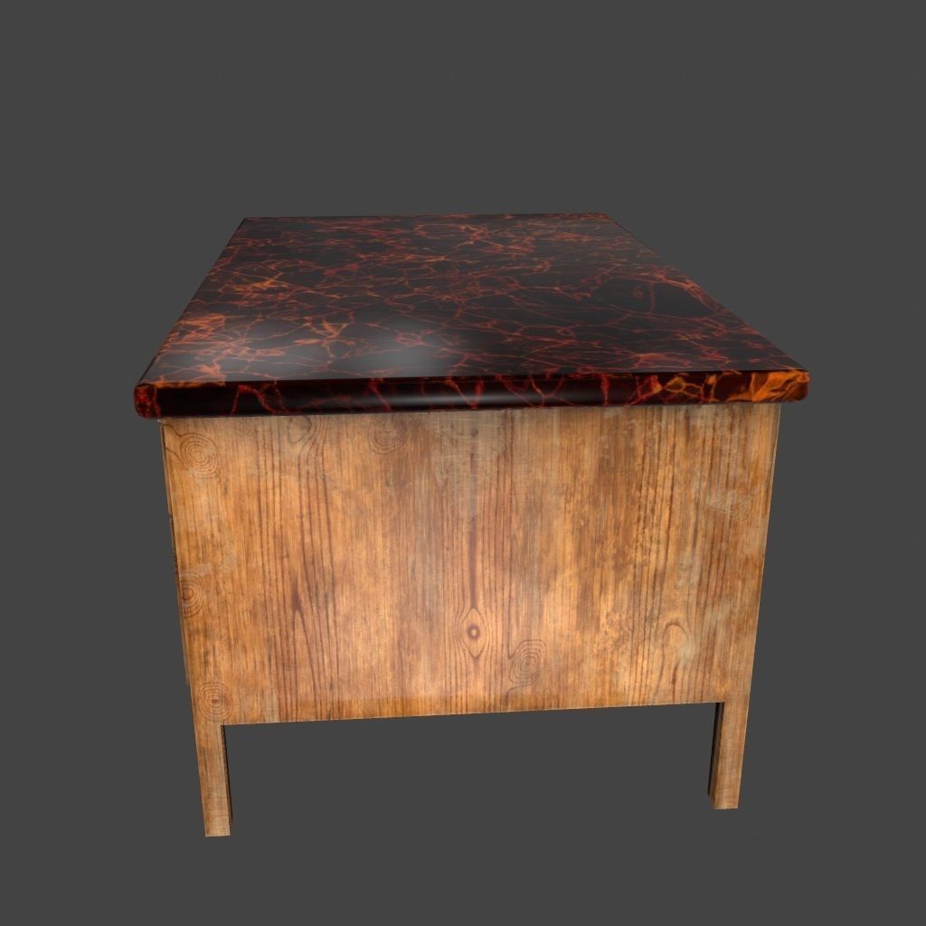 desk 9 with drawers and marble top Low-poly 3D model_7