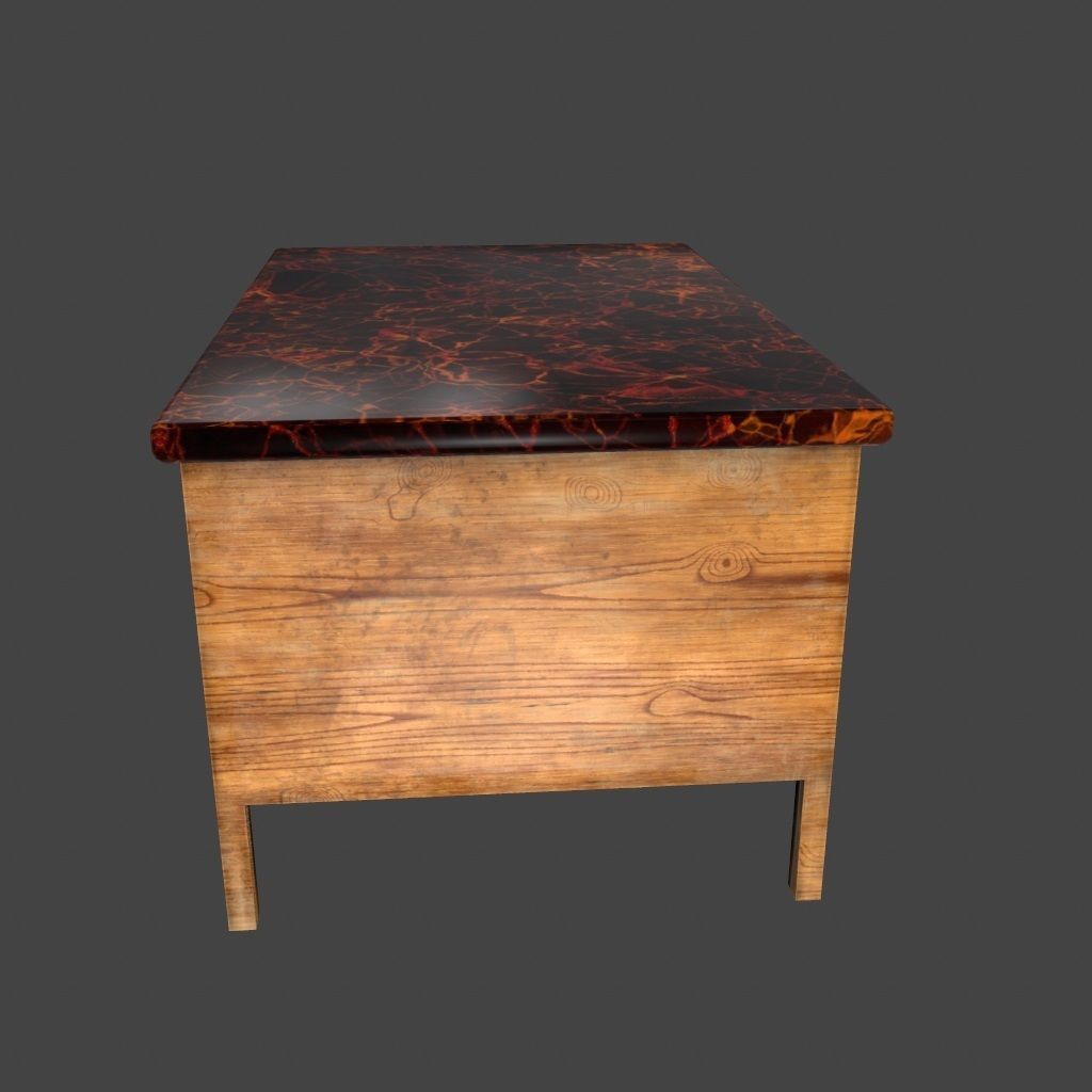 desk 9 with drawers and marble top Low-poly 3D model_2