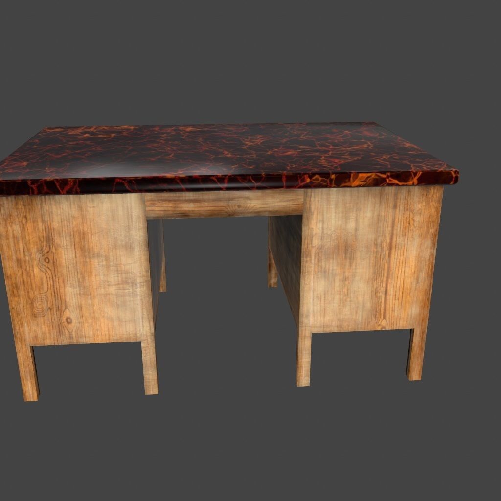 desk 9 with drawers and marble top Low-poly 3D model_9