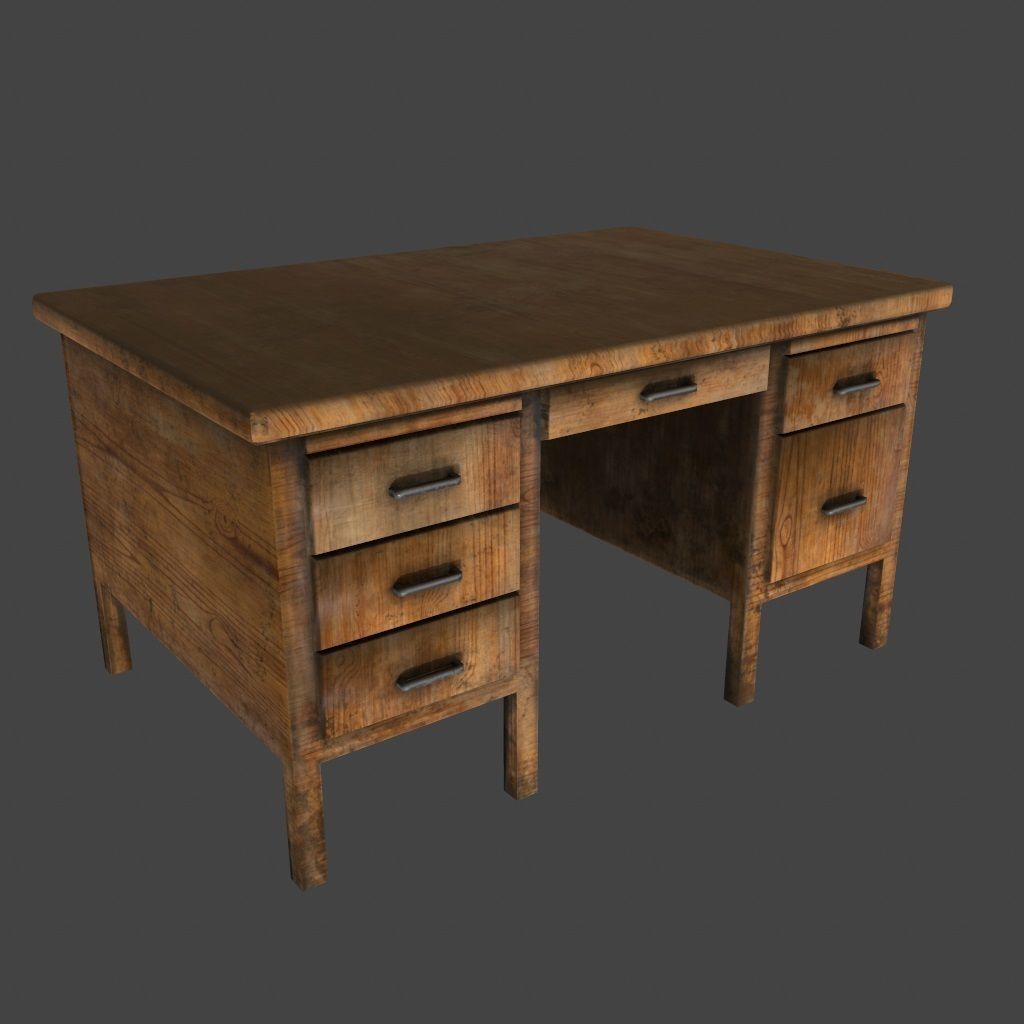 desk 10 Low-poly 3D model_1