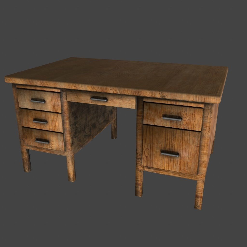 desk 10 Low-poly 3D model_9