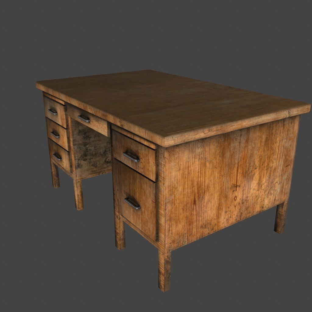 desk 10 Low-poly 3D model_5