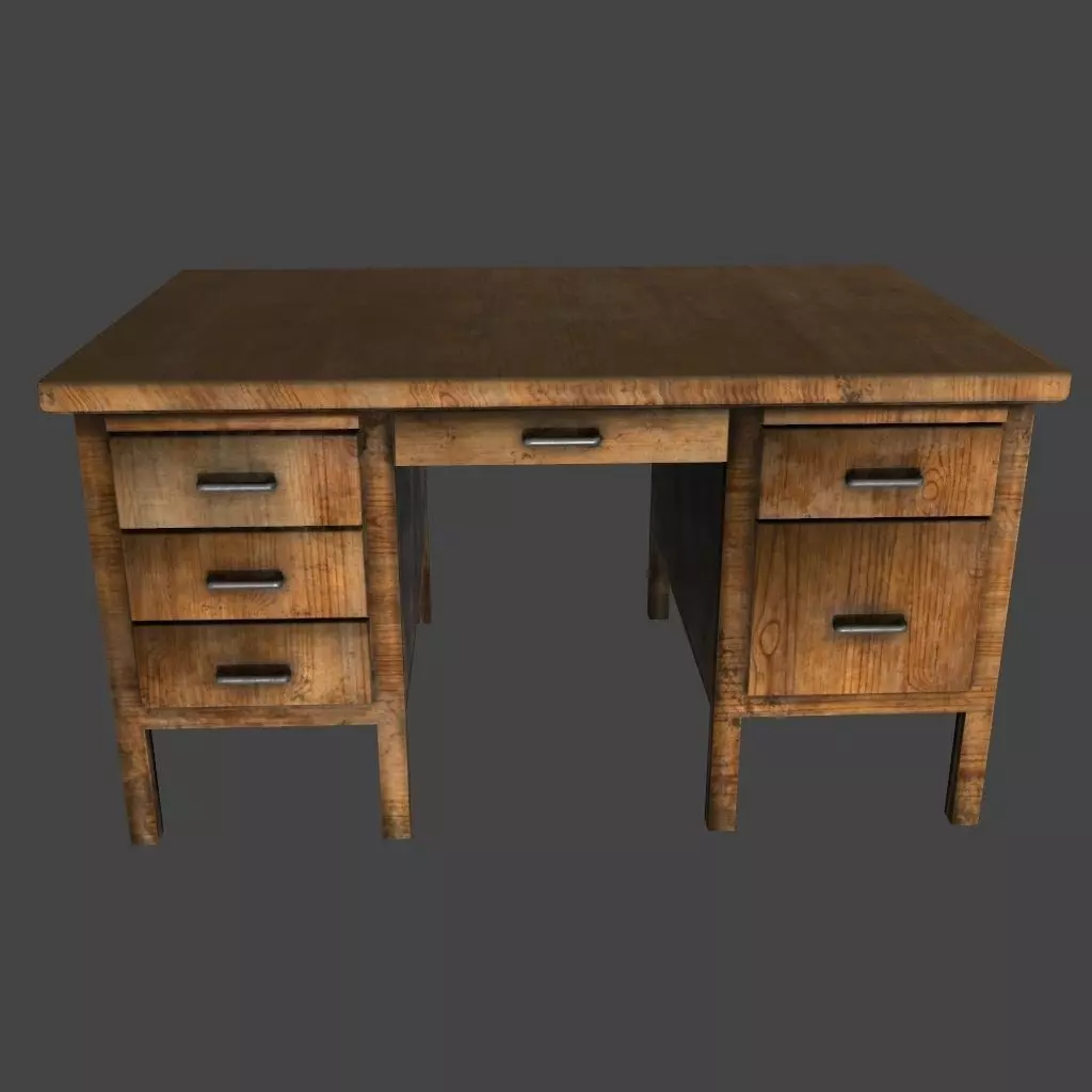 desk 10 Low-poly 3D model_0